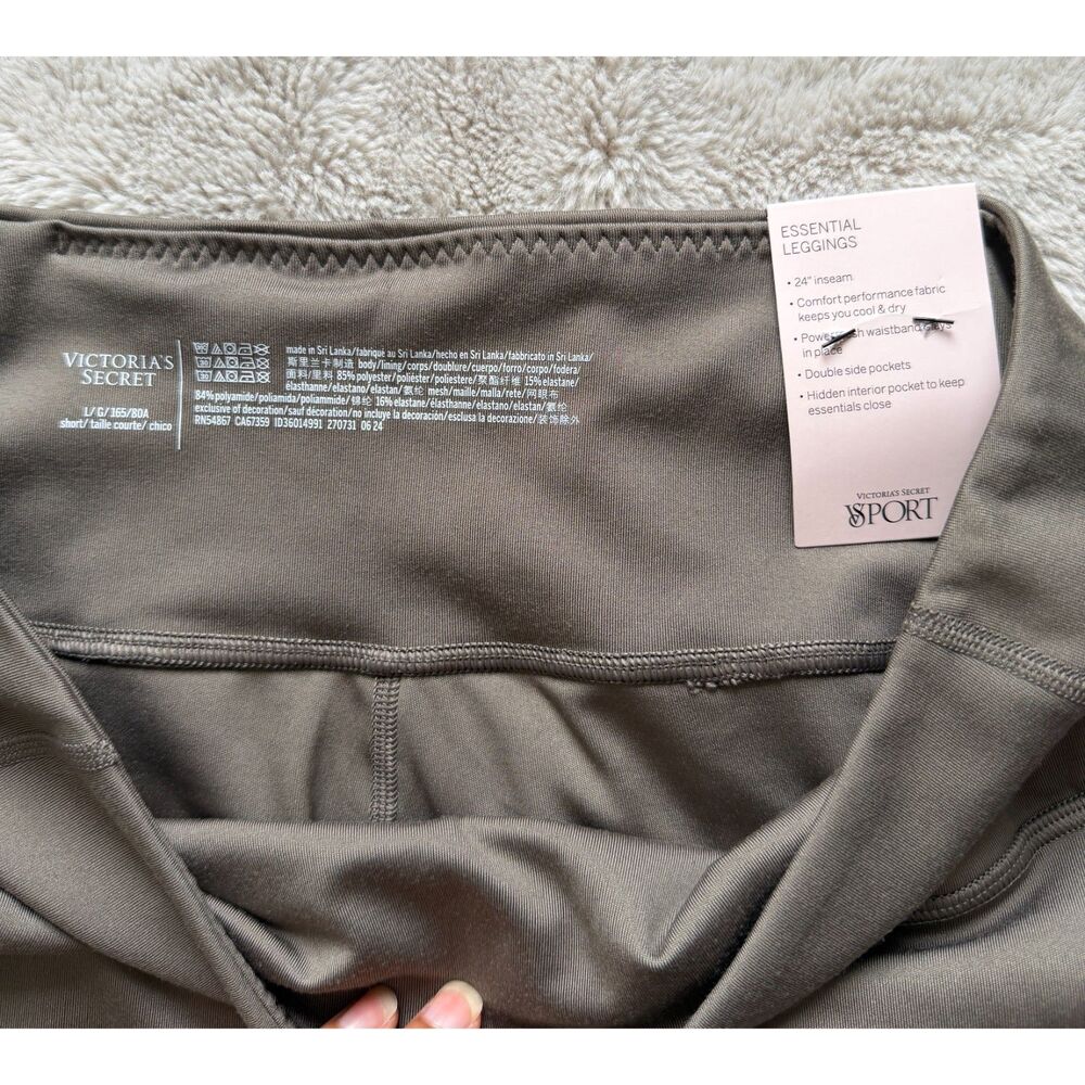 NWT Victoria's Secret Sport Essential 7/8 Leggings Olive Gray Size L - Picture 2 of 7